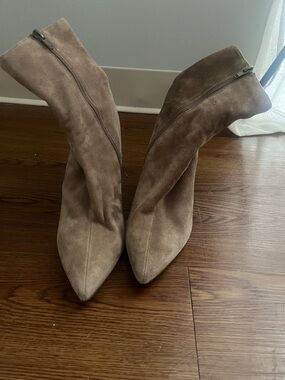 Steve Madden Taupe Suede Pointed-Toe Mid-Calf Boots